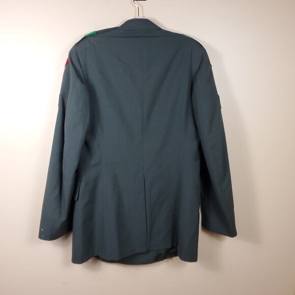 Vintage Military Green Tropical Wool Blend Coat with Patches Size 40XL - Picture 8 of 12